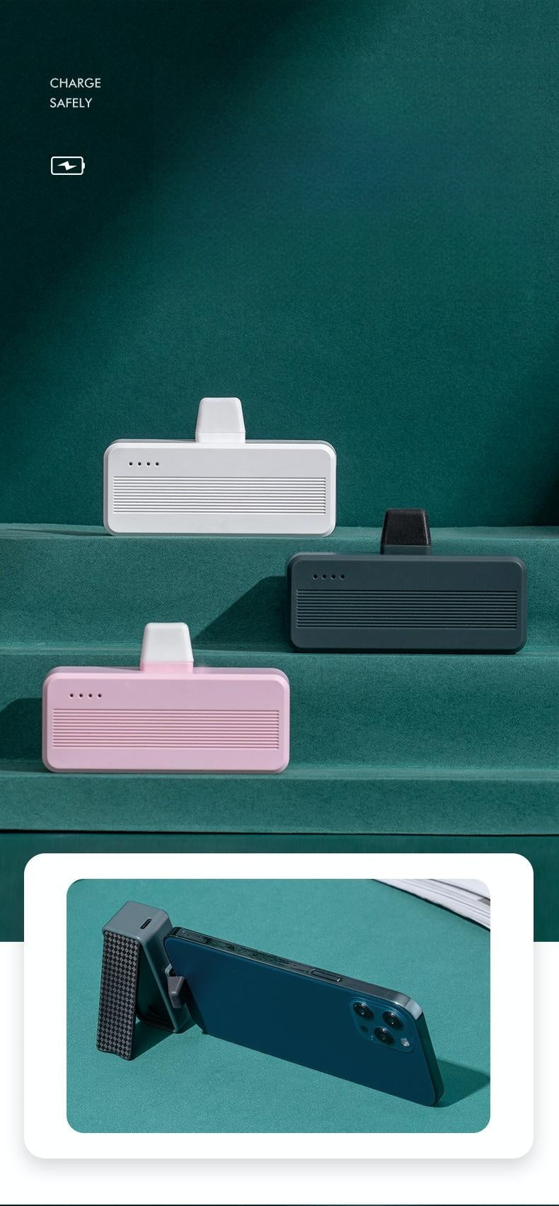 Mini 3000mAh Power Bank With Built-In Plug Portable Lightweight