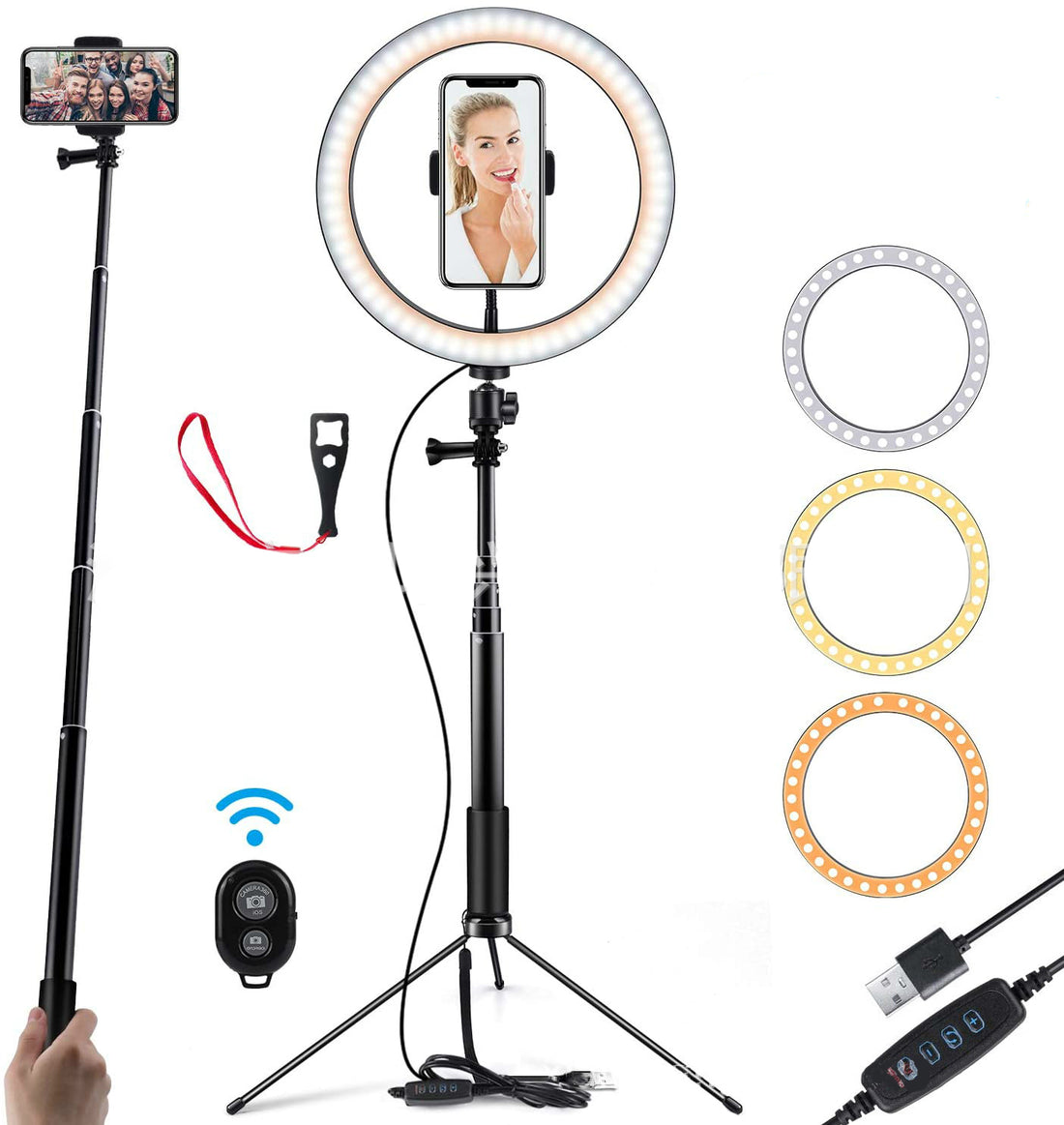 Apple Compatible 10 LED Ring Light Tripod Selfie Camera Stand