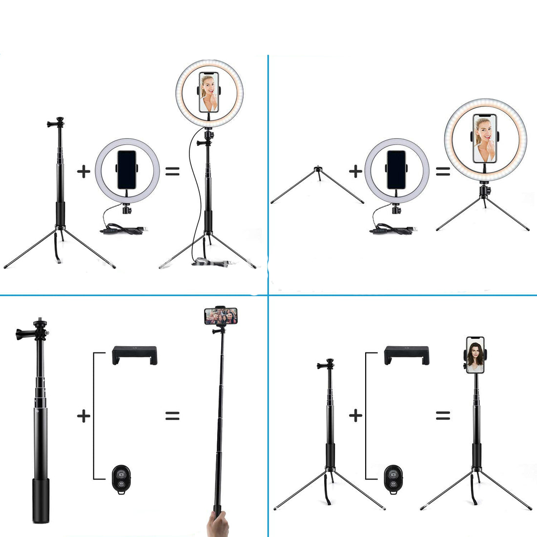 Apple Compatible 10 LED Ring Light Tripod Selfie Camera Stand