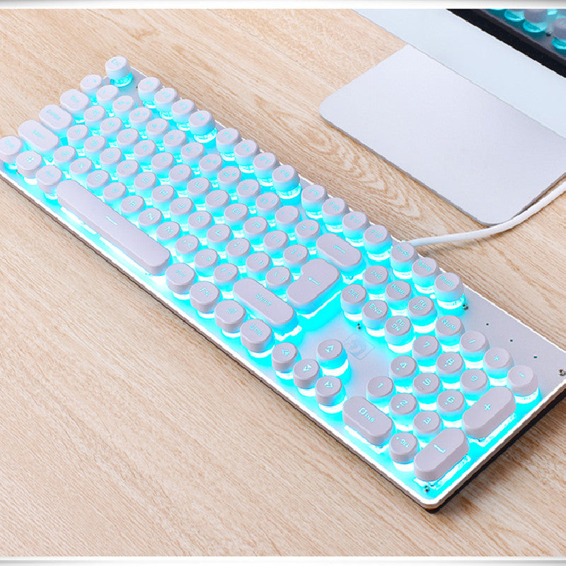 Wired Retro Gaming Keyboard Luminous Desktop Punk Keyboard