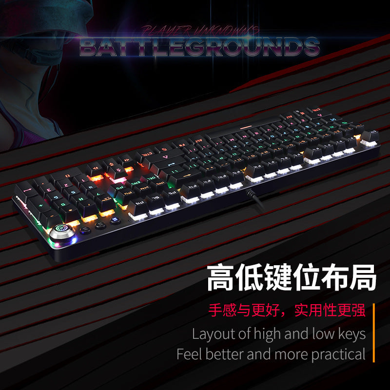 Metal Mechanical Gaming Keyboard Wired Green Switch Knob Backlit