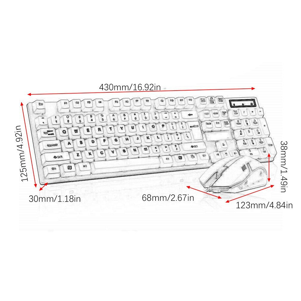 Boseton 8310 Wired Backlit Keyboard And Mouse USB Set