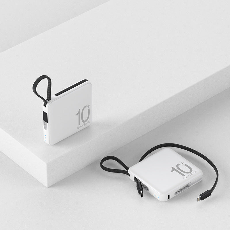 Ultra-Thin Mini Power Bank Large Capacity with Built-in Cable