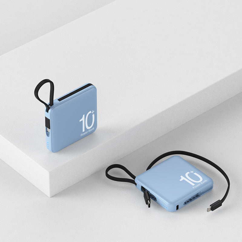 Ultra-Thin Mini Power Bank Large Capacity with Built-in Cable