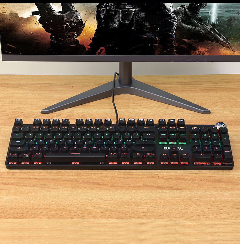 Metal Mechanical Gaming Keyboard Wired Green Switch Knob Backlit