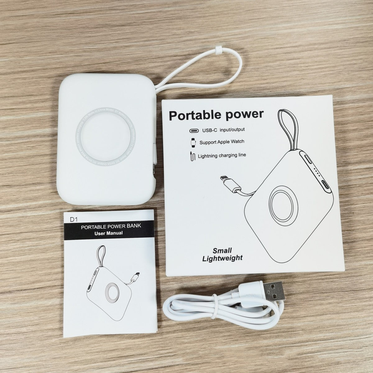 5000mAh 3-in-1 Portable Power Bank with Built-in Cable
