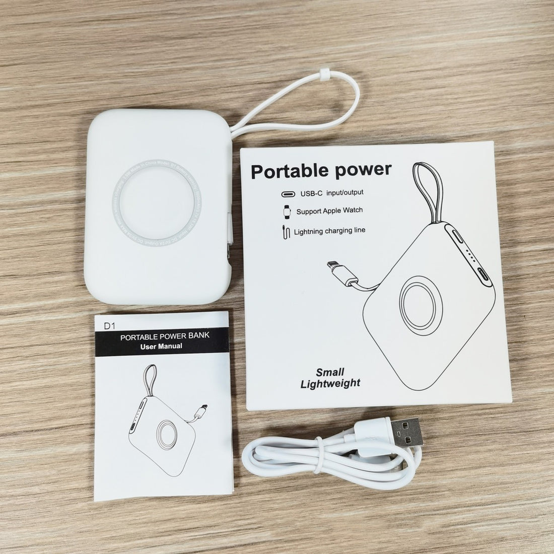 5000mAh 3-in-1 Portable Power Bank with Built-in Cable