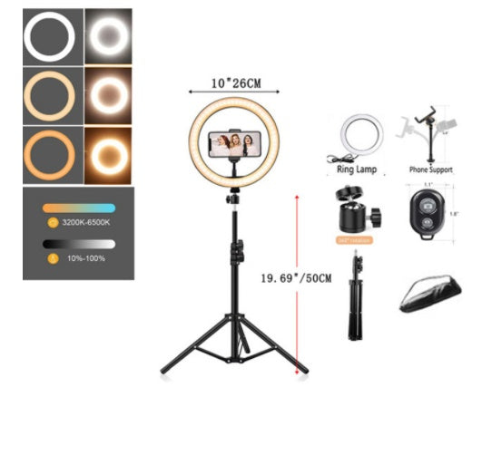 Ring Light Mobile Phone Holder Tripod 3 Color Fill Light