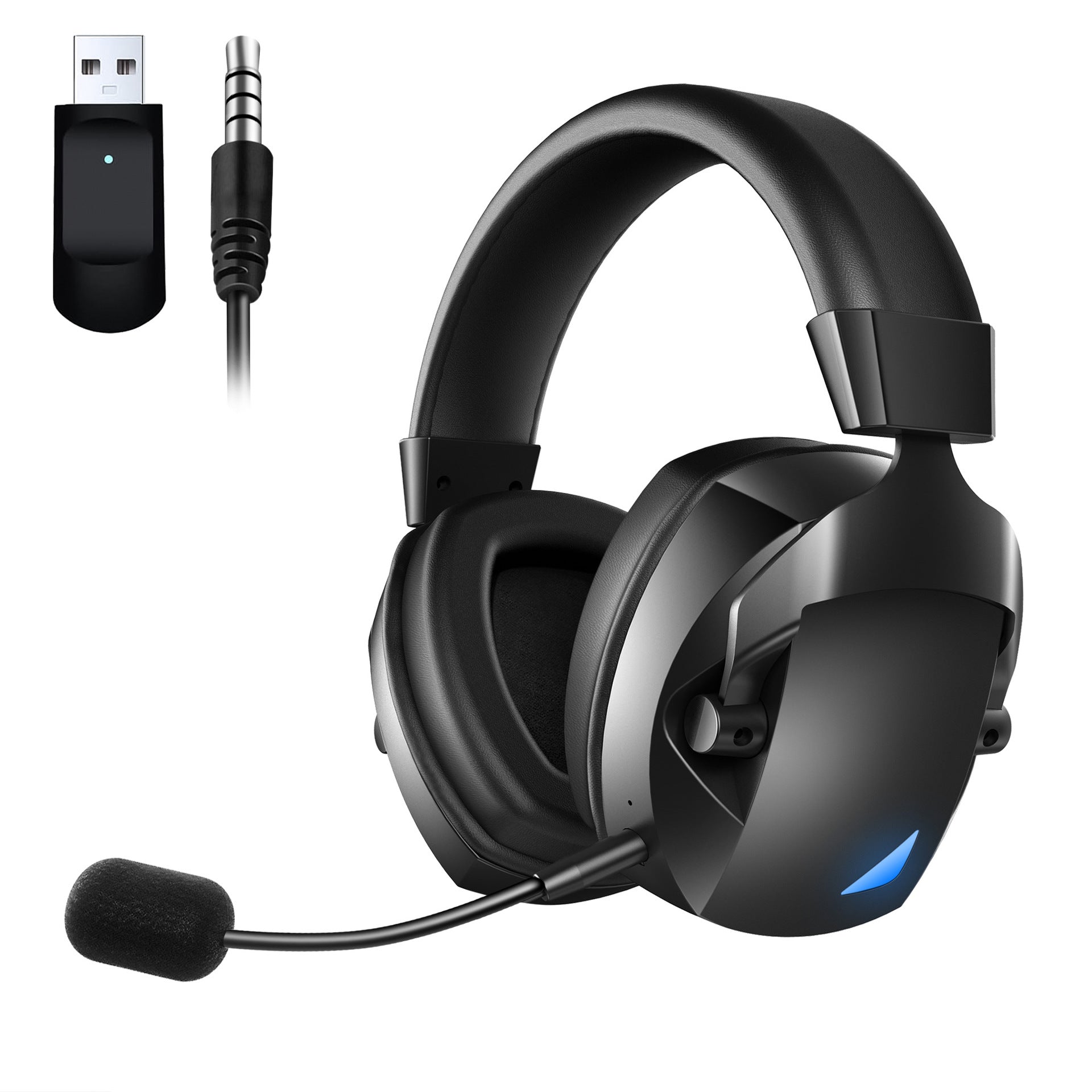Over-Ear Bluetooth Gaming Headphones 2.4G Wireless Mic PS5 PC