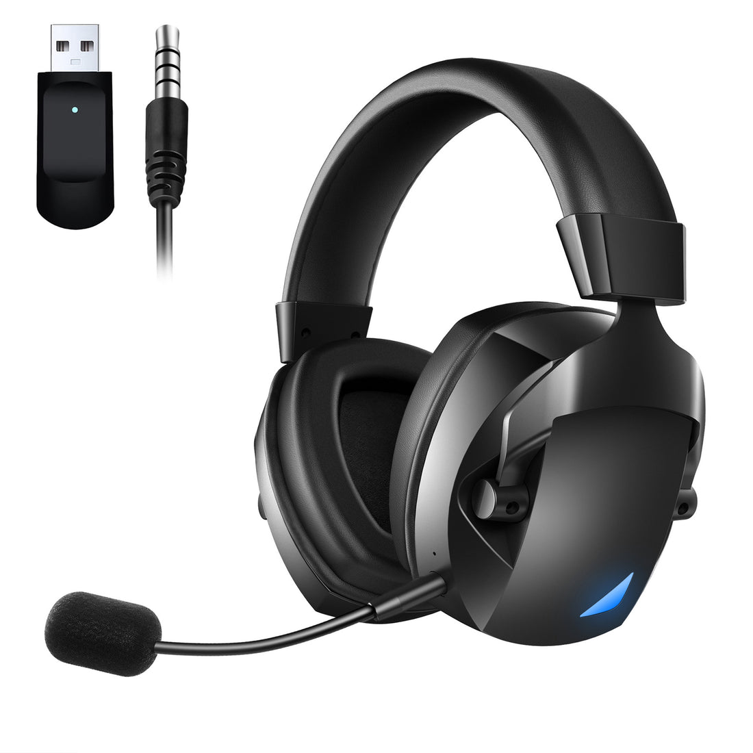 Over-Ear Bluetooth Gaming Headphones 2.4G Wireless Mic PS5 PC