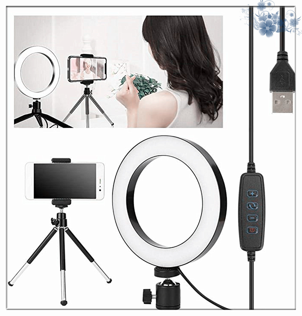 360° Rotatable Ring Light Tripod For Apple Desktop Live Streaming