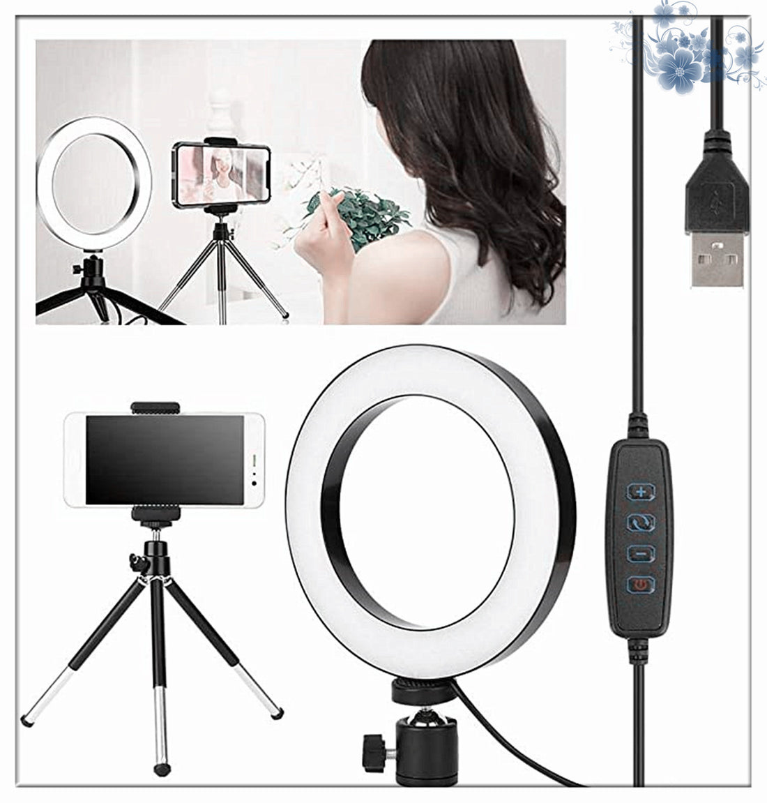360° Rotatable Ring Light Tripod For Apple Desktop Live Streaming