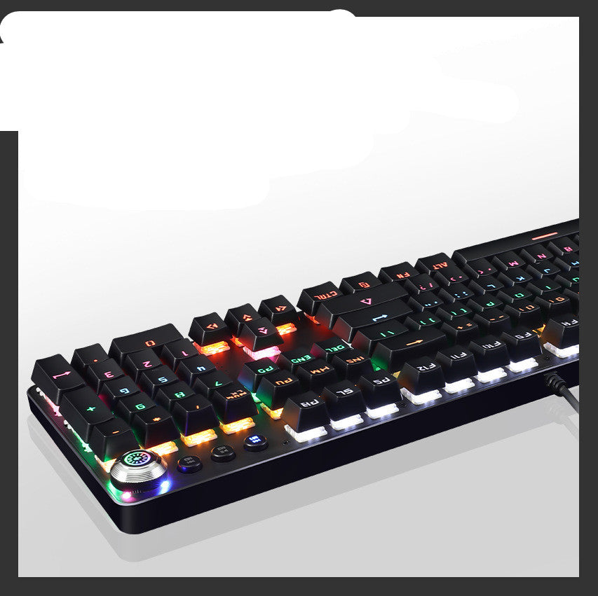 Metal Mechanical Gaming Keyboard Wired Green Switch Knob Backlit