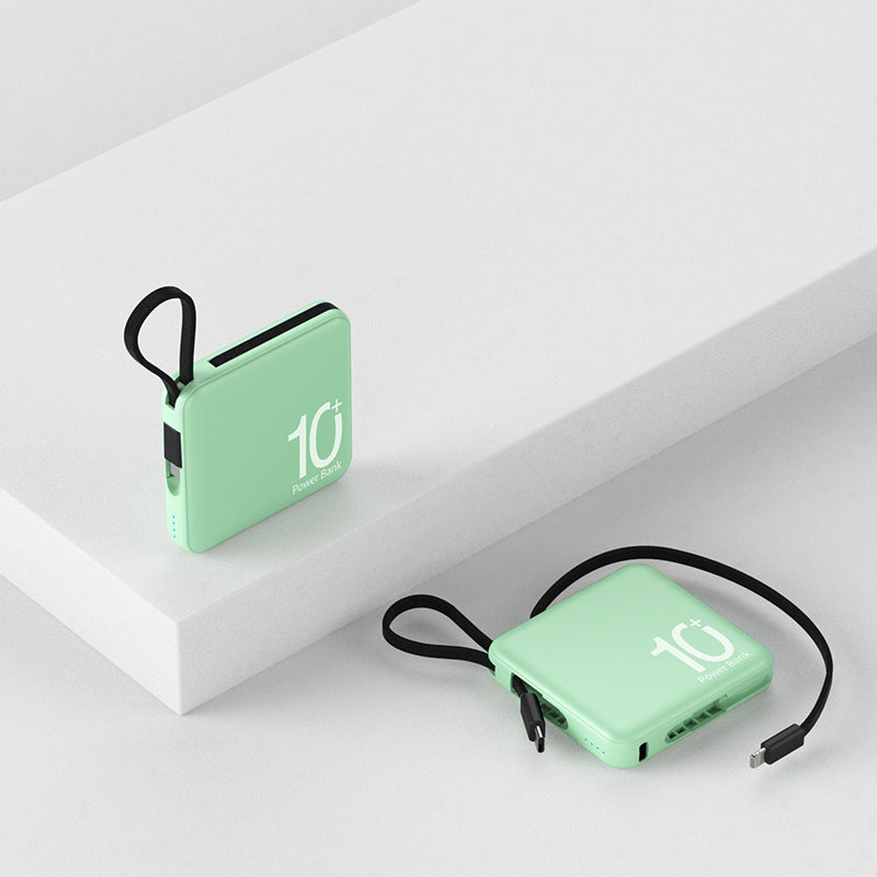 Ultra-Thin Mini Power Bank Large Capacity with Built-in Cable