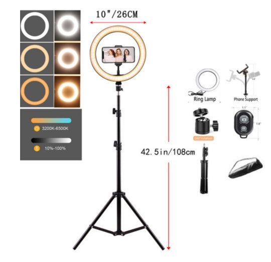 Ring Light Mobile Phone Holder Tripod 3 Color Fill Light