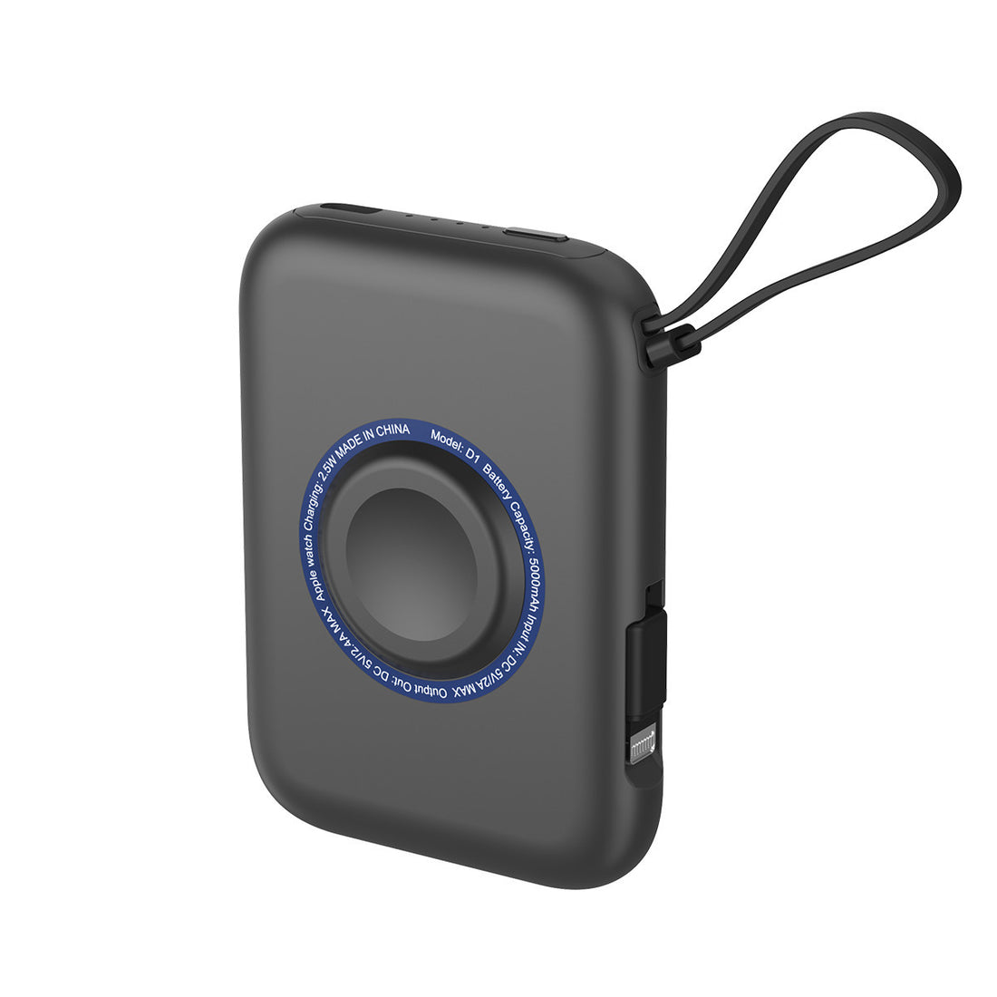5000mAh 3-in-1 Portable Power Bank with Built-in Cable