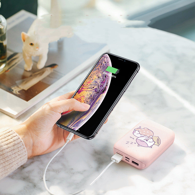 10000mAh Green Compact Power Bank with Type-C, Micro Input, Dual USB