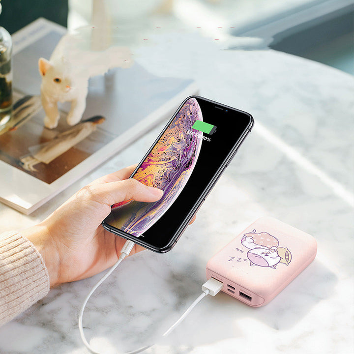 10000mAh Green Compact Power Bank with Type-C, Micro Input, Dual USB