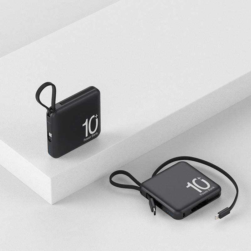 Ultra-Thin Mini Power Bank Large Capacity with Built-in Cable