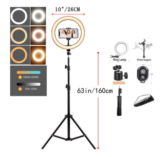 Ring Light Mobile Phone Holder Tripod 3 Color Fill Light