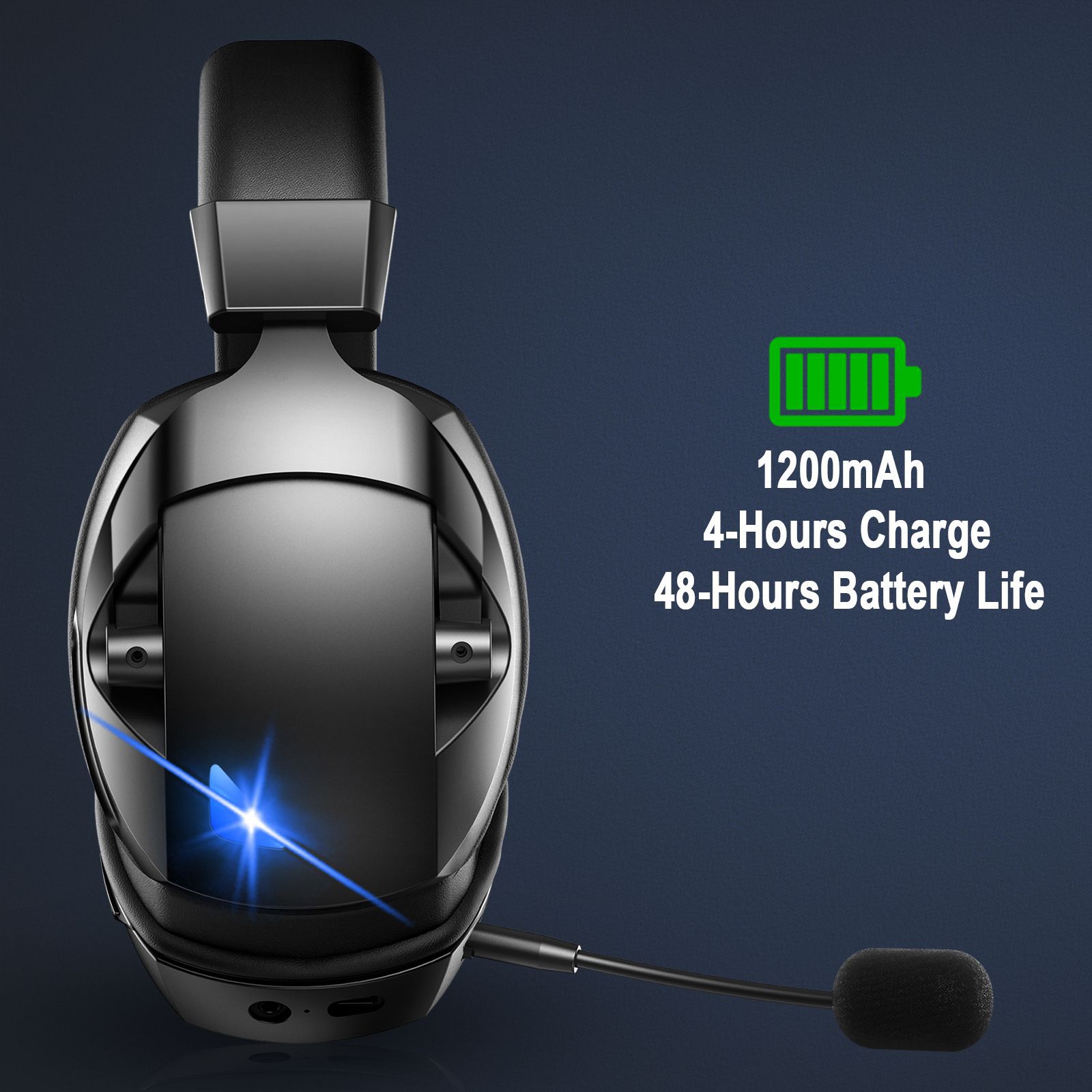 Over-Ear Bluetooth Gaming Headphones 2.4G Wireless Mic PS5 PC