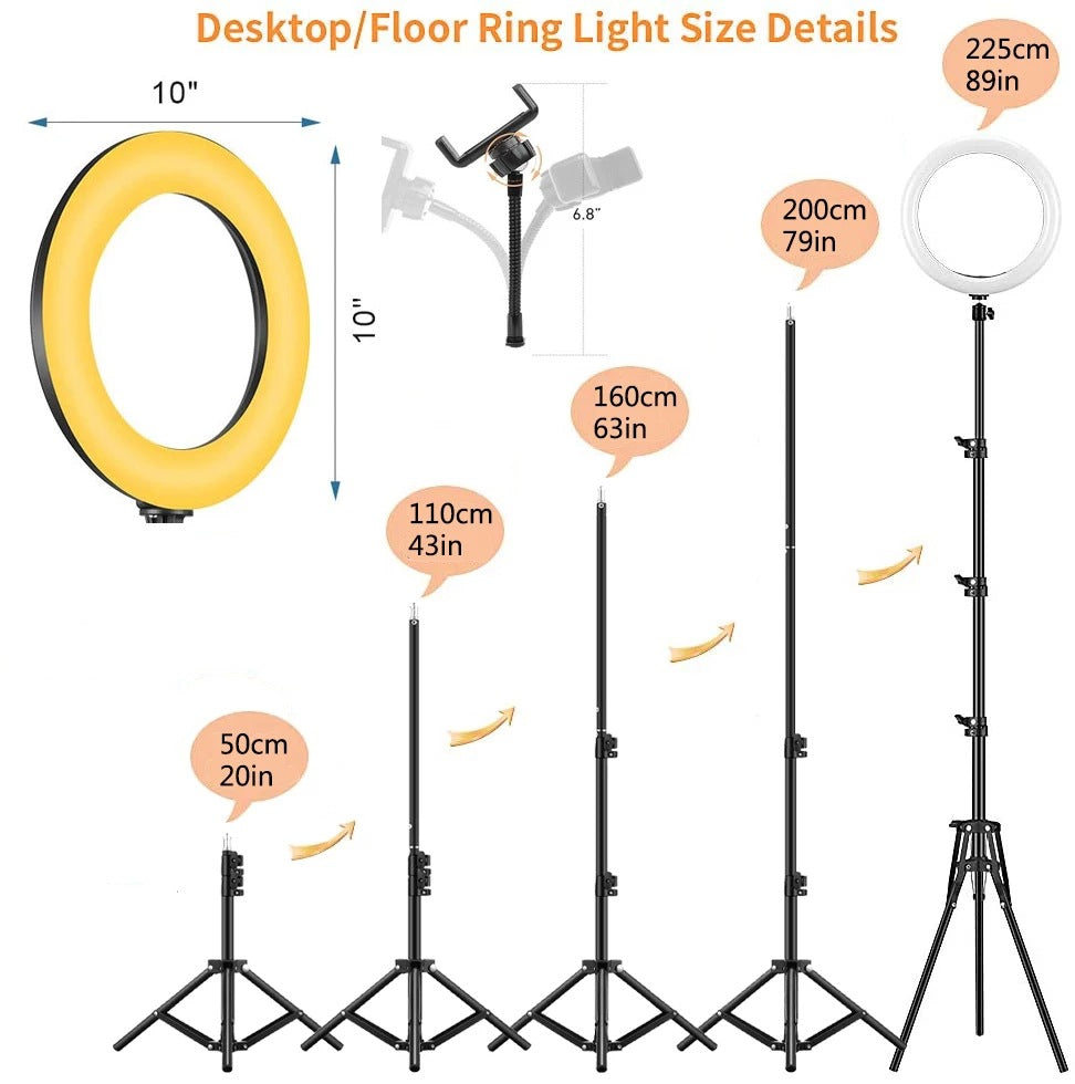 Ring Light Mobile Phone Holder Tripod 3 Color Fill Light
