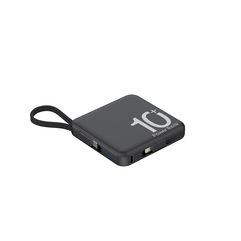 Ultra-Thin Mini Power Bank Large Capacity with Built-in Cable