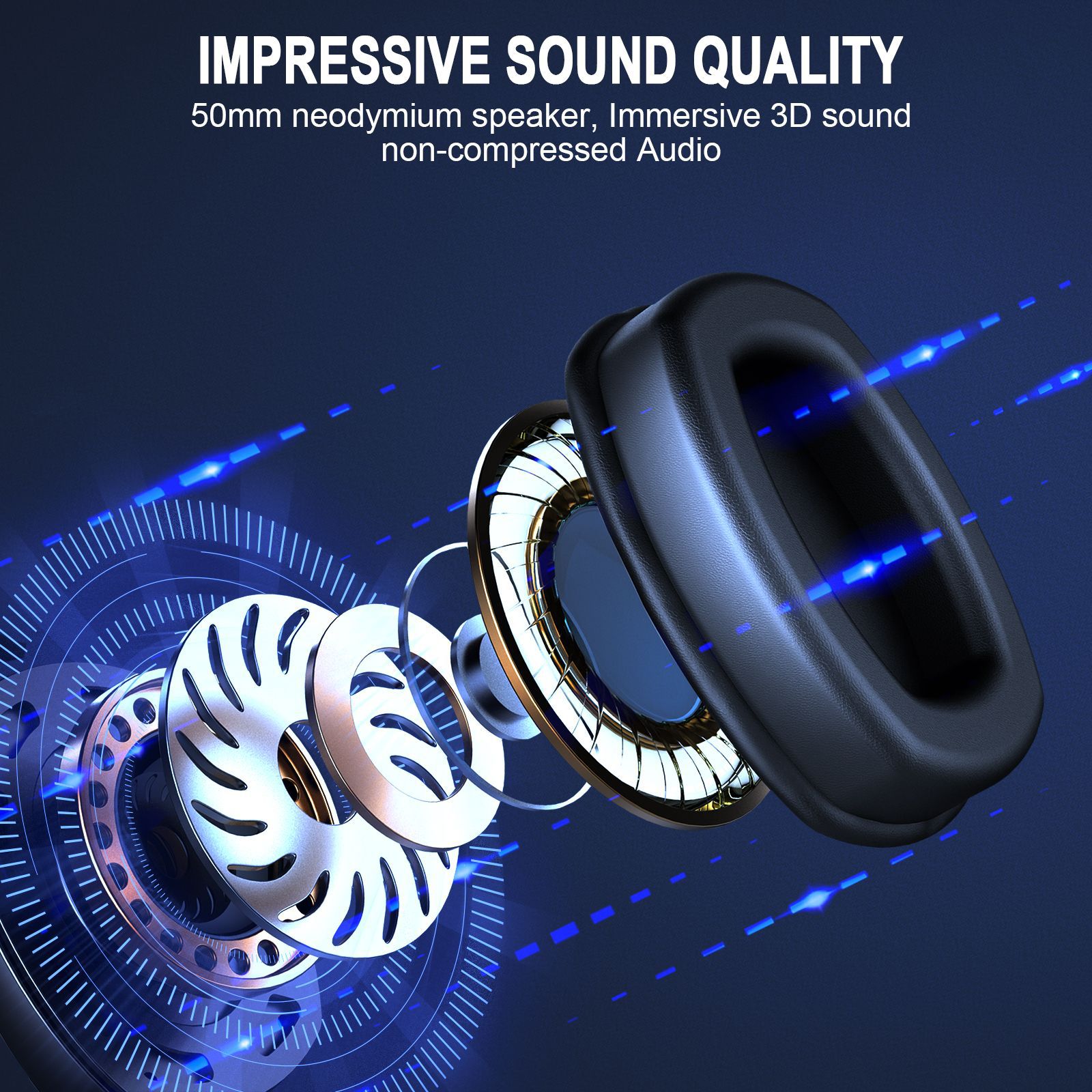 Over-Ear Bluetooth Gaming Headphones 2.4G Wireless Mic PS5 PC